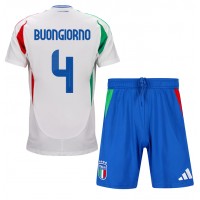 Fotbalové Dres Itálie Alessandro Buongiorno #4 Dětské Venkovní ME 2024 Krátký Rukáv (+ trenýrky)